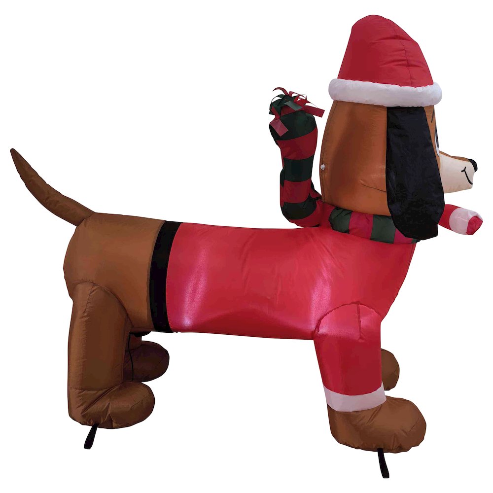 LED Lighted Inflatable Dachshund Dog Outdoor Christmas Decoration - 4.25'. Picture 5