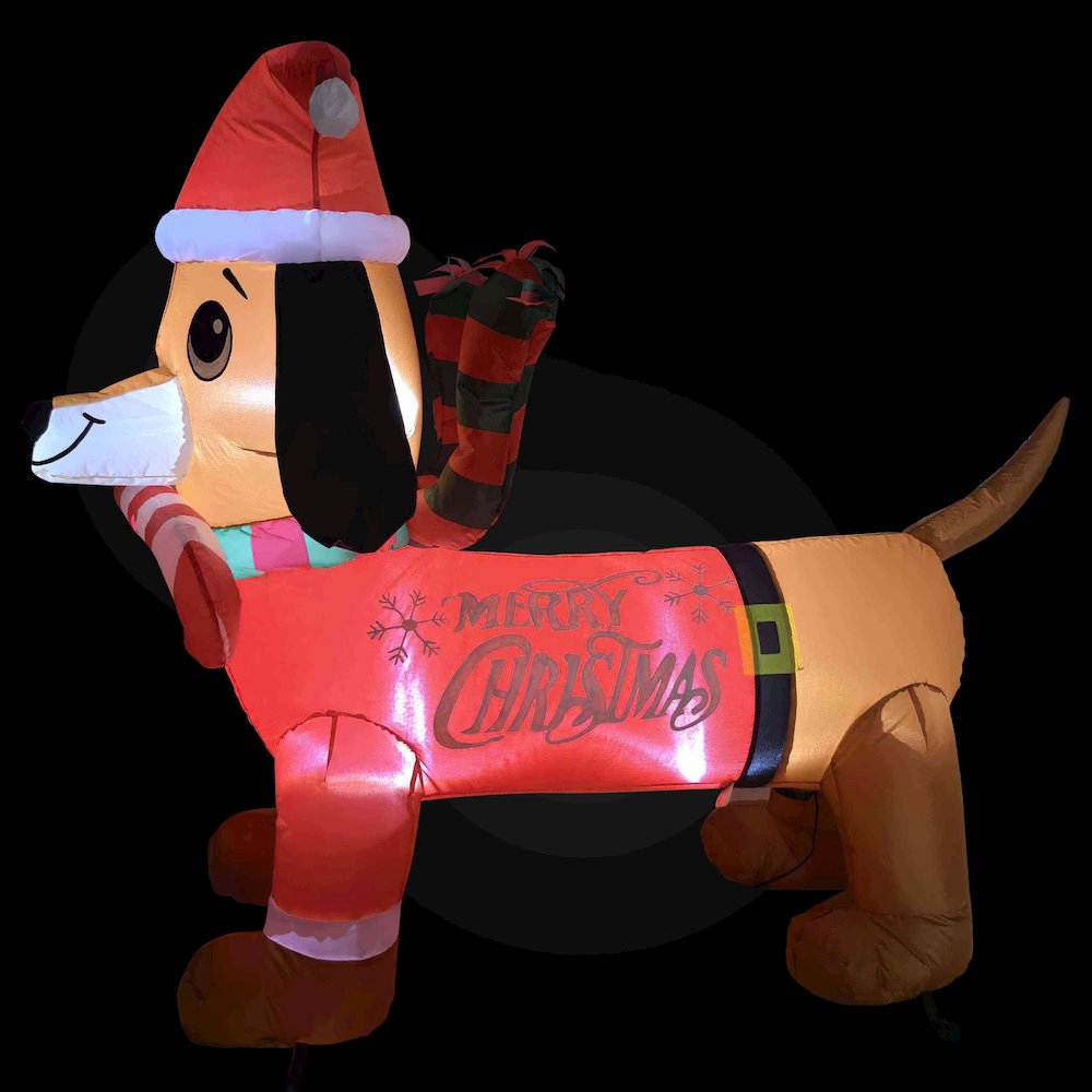 LED Lighted Inflatable Dachshund Dog Outdoor Christmas Decoration - 4.25'. Picture 3