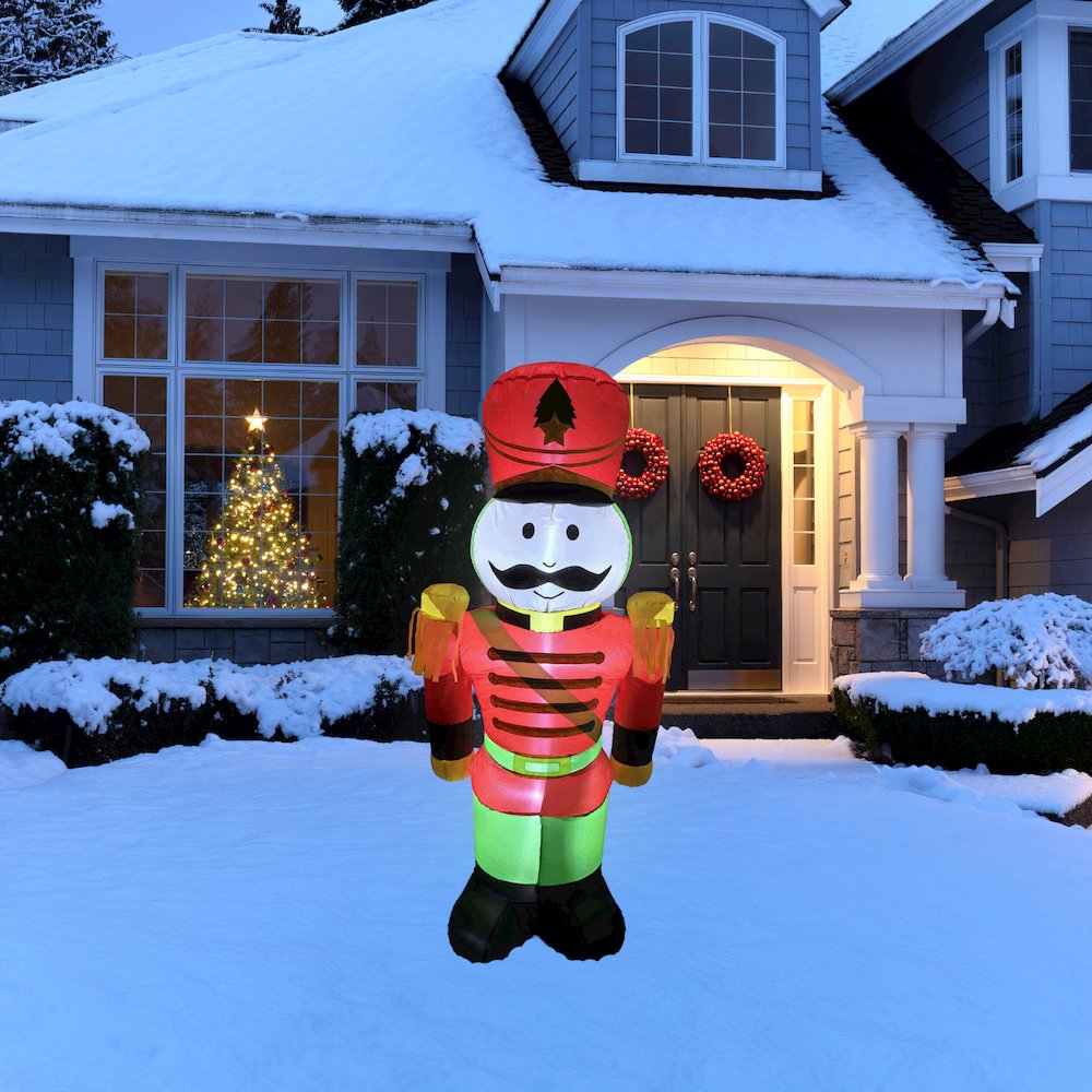 LED Lighted Inflatable Soldier Nutcracker Outdoor Christmas Decoration - 4.25'. Picture 1