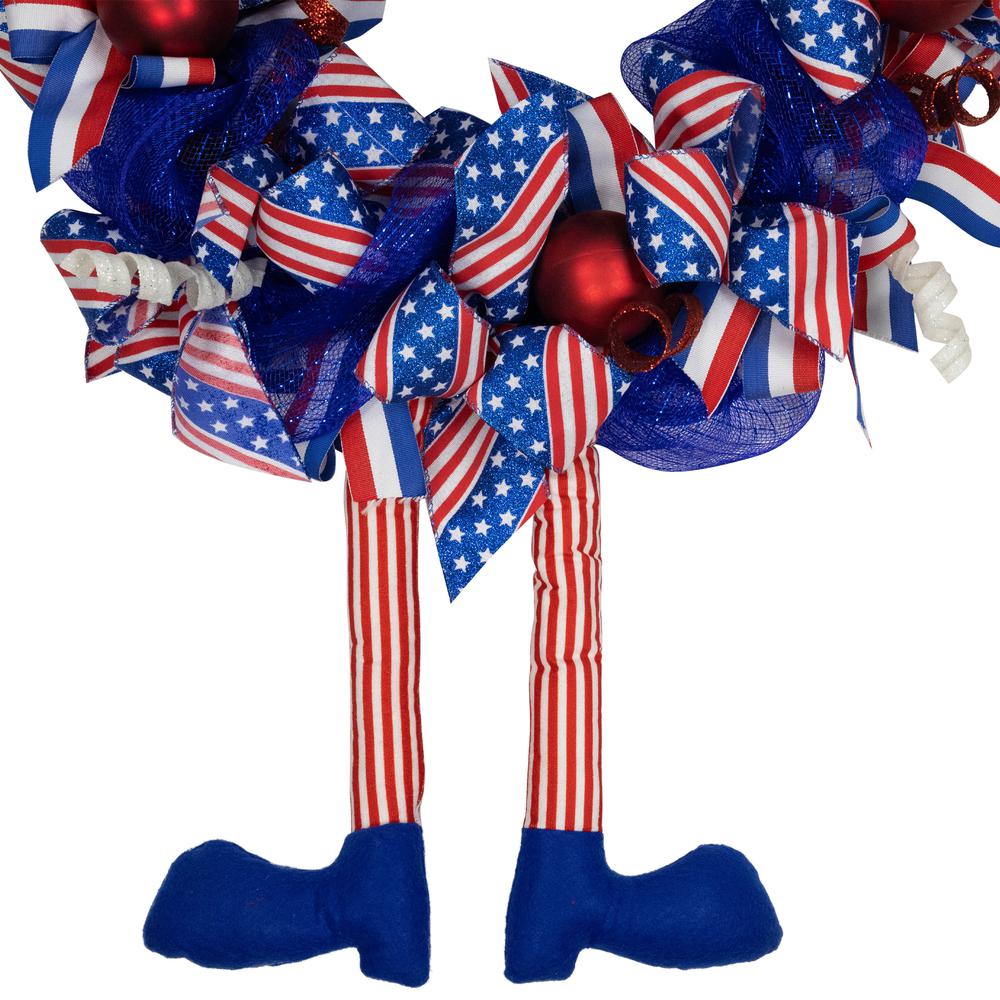 Patriotic Hat with Legs Deco Mesh Wreath - 24". Picture 5