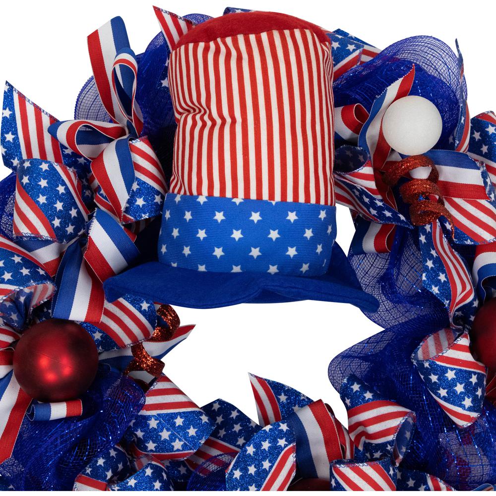 Patriotic Hat with Legs Deco Mesh Wreath - 24". Picture 6