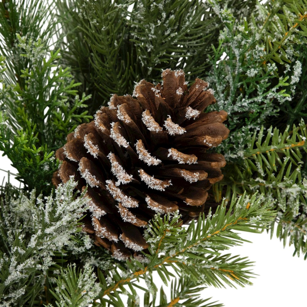Frosted Mixed Pine and Cedar Artificial Christmas Wreath - 28" - Unlit. Picture 7
