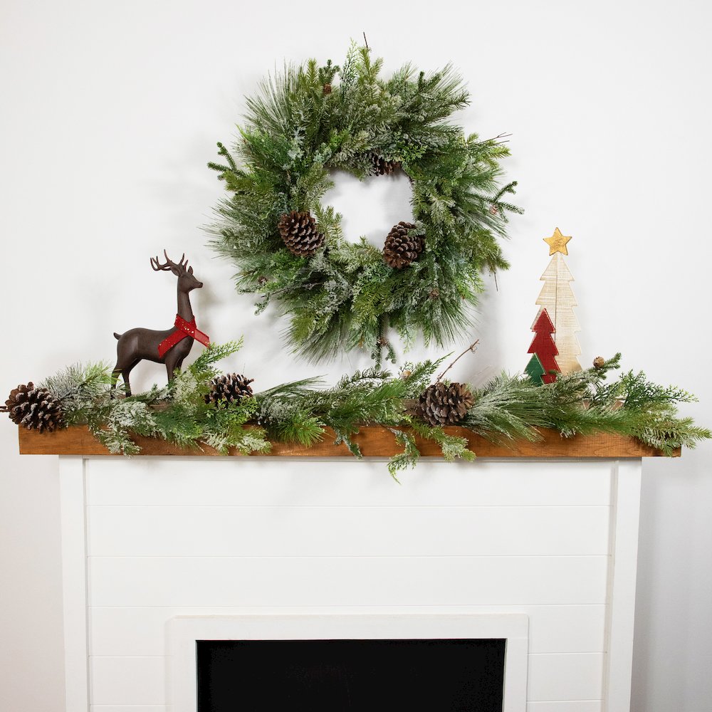 Frosted Mixed Pine and Cedar Artificial Christmas Wreath - 28" - Unlit. Picture 2