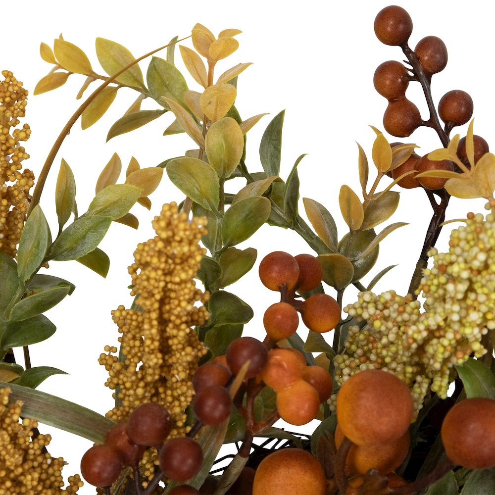 Mixed Foliage and Berries Artificial Fall Harvest Wreath - 24" - Unlit. Picture 6