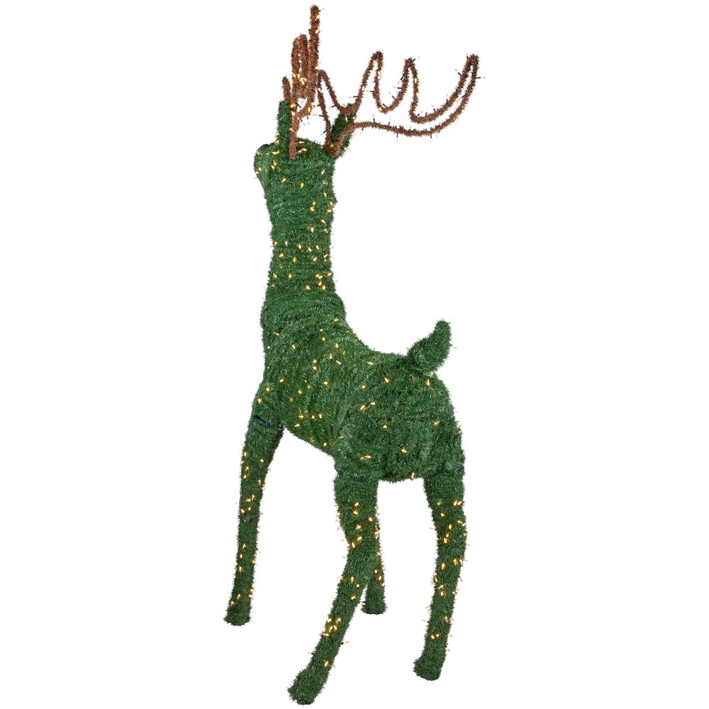 Standing Topiary Reindeer Outdoor Christmas Decoration - 6.5' - White LED Lights. Picture 5