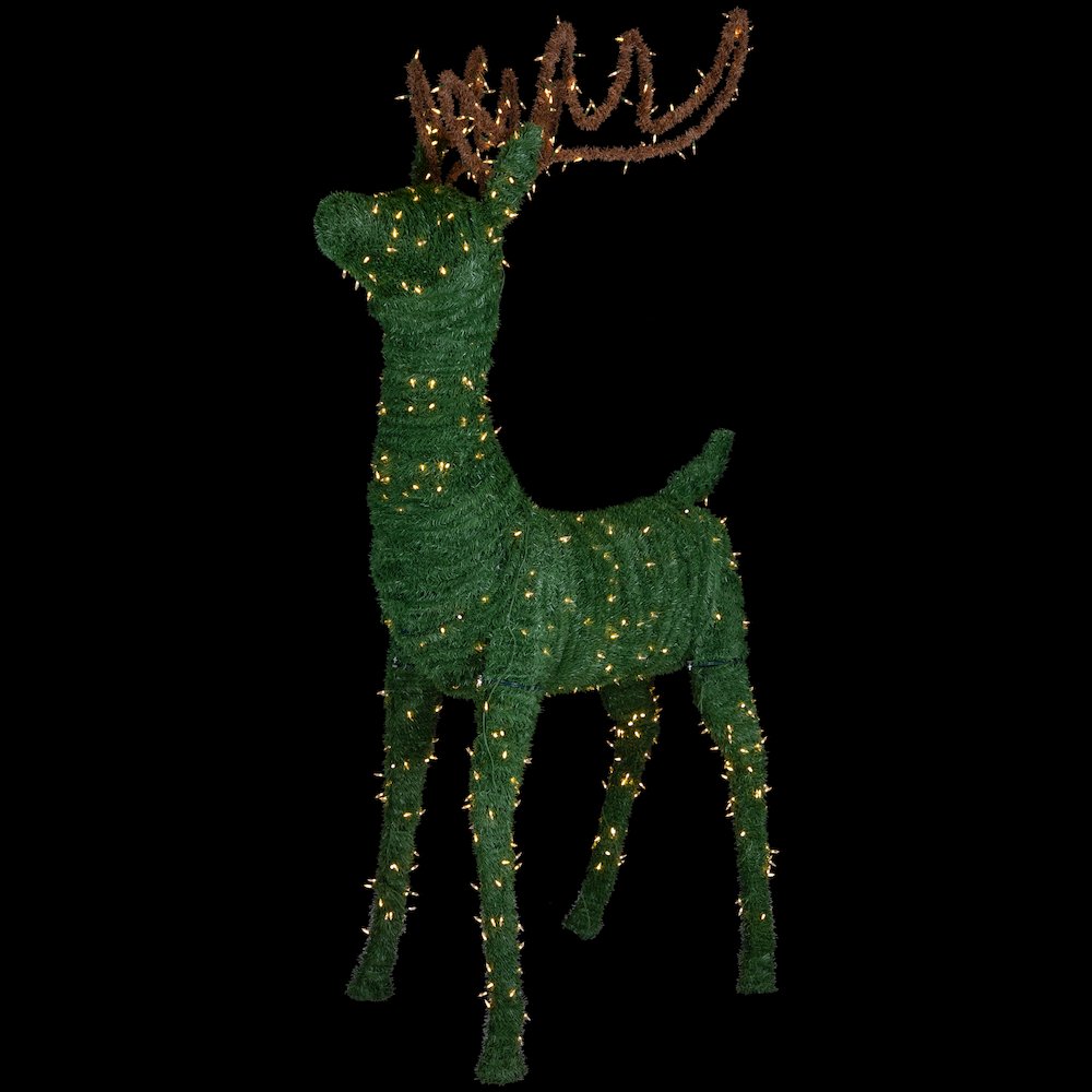 Standing Topiary Reindeer Outdoor Christmas Decoration - 6.5' - White LED Lights. Picture 1