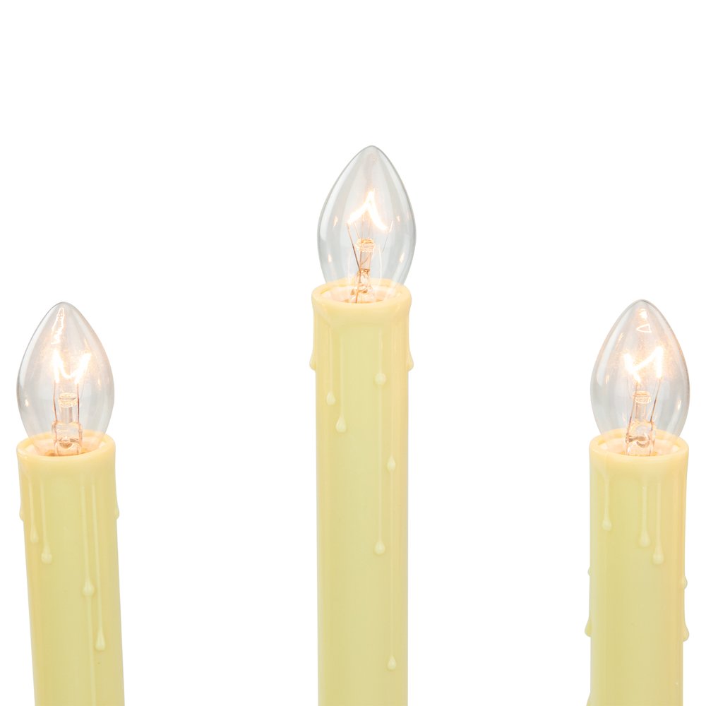 14.5" Ivory 5-Lights Christmas Chandelier on Holly Berry and Bell Base Candle Lamp. Picture 4