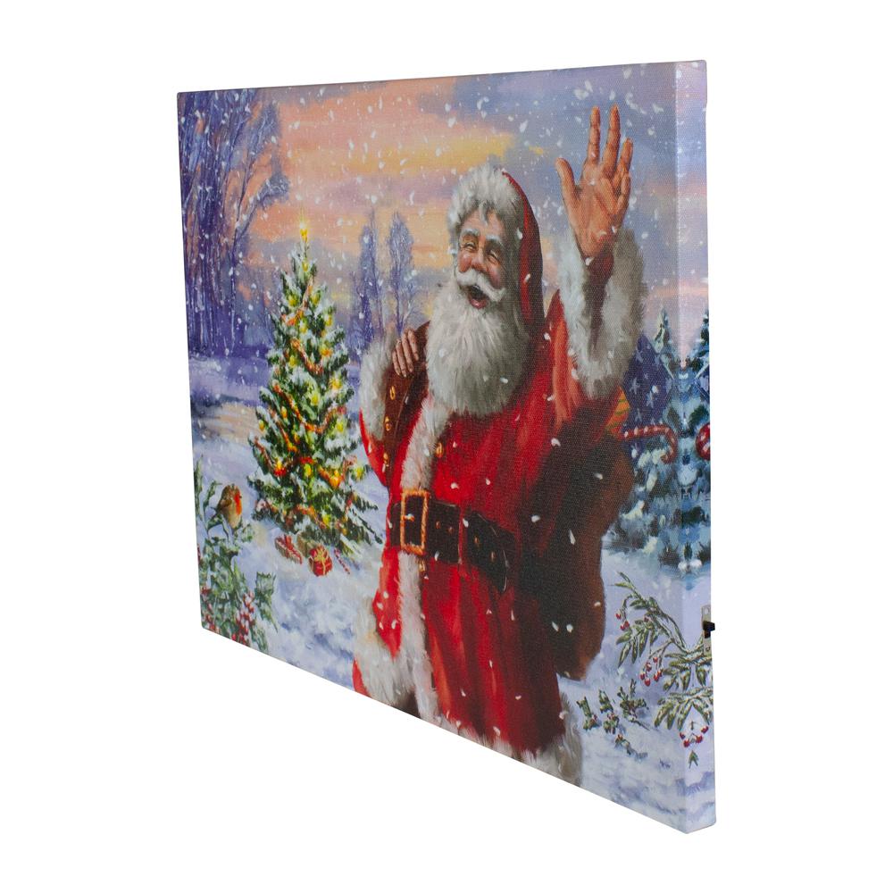 Lighted Santa with Christmas Tree Canvas Wall Art 11.75" x 15.75". Picture 2