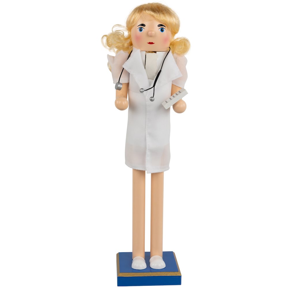 15" Nurse Christmas Nutcracker with Stethoscope. Picture 1