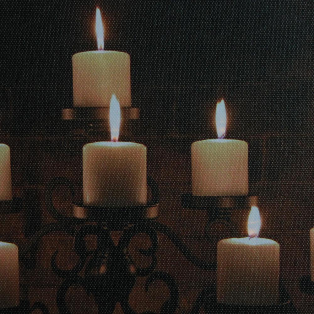 LED Lighted Flickering Candles in a Fireplace Canvas Wall Art 12" x 15.75". Picture 3