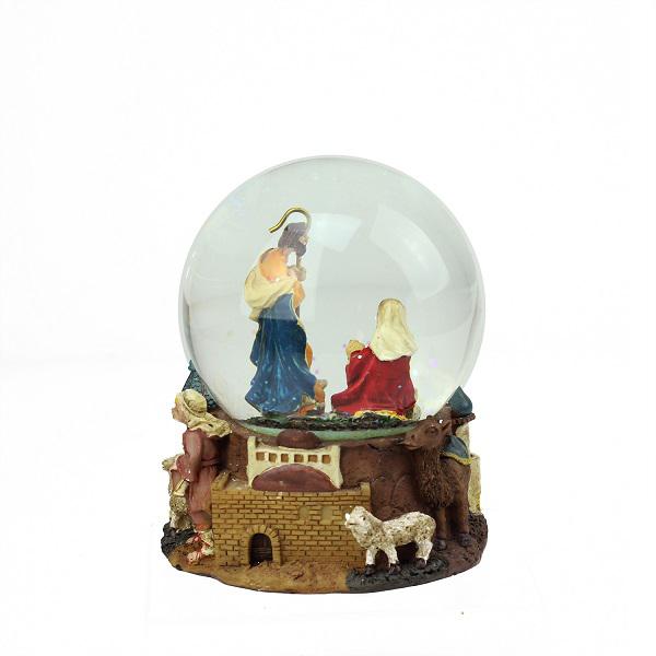 5.5" Nativity Scene Religious Musical Christmas Snow Globe. Picture 2