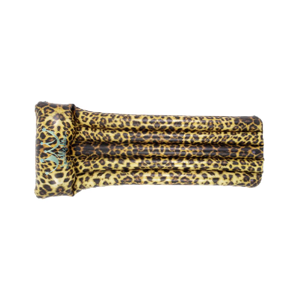 66.5" Inflatable Leopard Print Pool Mattress Float with Built In Pillow. Picture 1