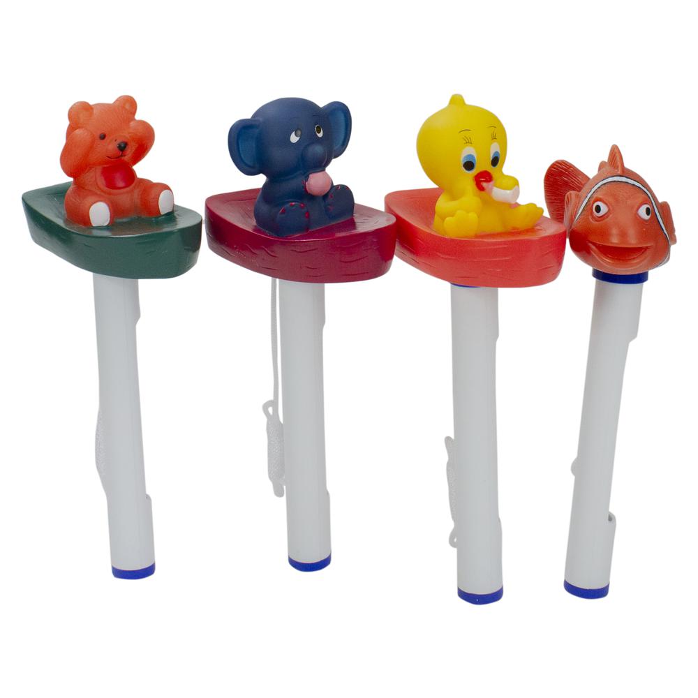 Set of 4 White and Orange Baby Floating Swimming Pool Thermometers with Cords 9.5". Picture 4
