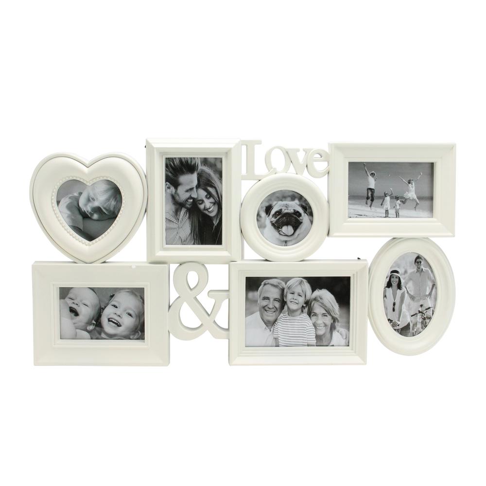 26.5" White Multi-Sized Love Collage Picture Frame Wall Decor. Picture 1