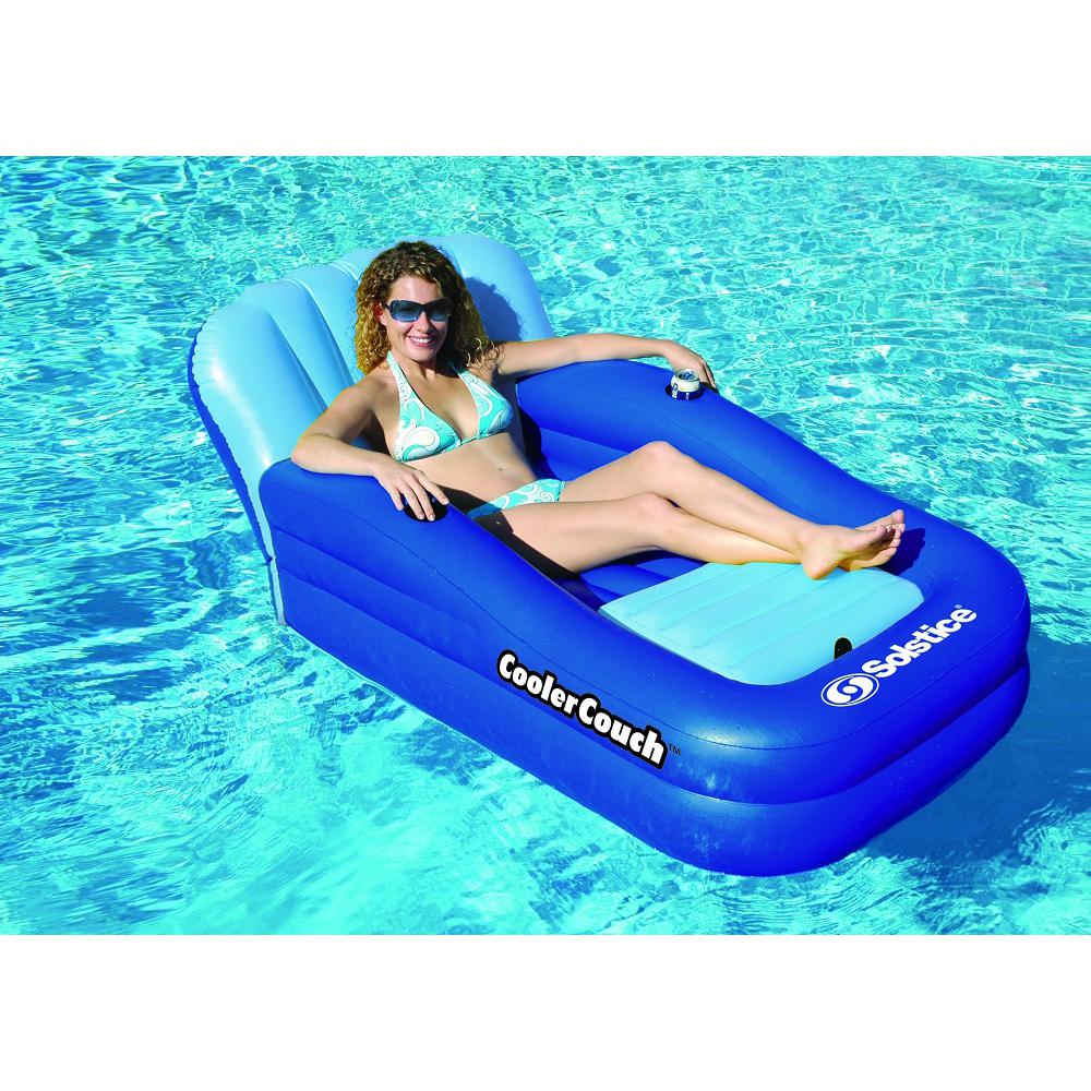 54-Inch Inflatable Blue Swimming Pool Lounger with Ice Cooler. Picture 3