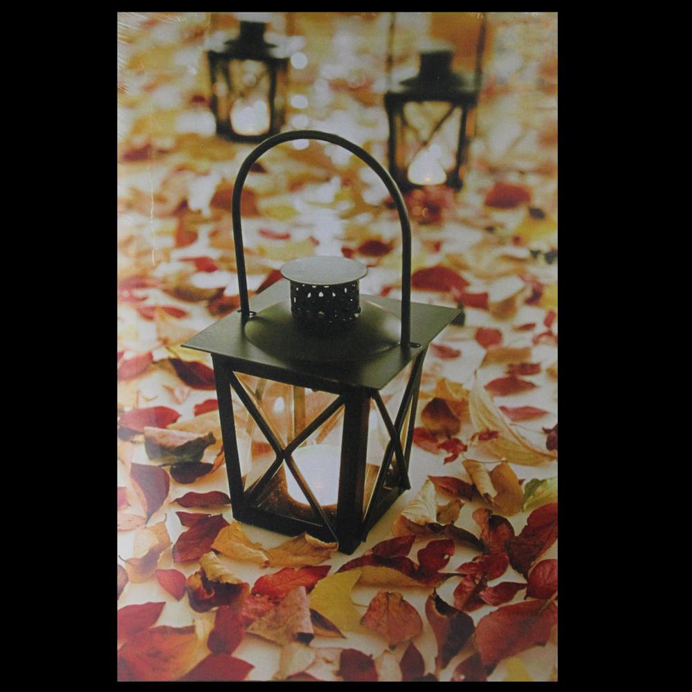 LED Lighted Fall Foliage and Lanterns Canvas Wall Art 23.5" x 15.5". Picture 3