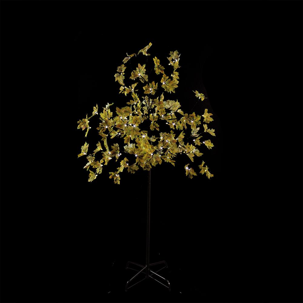 5' Pre-Lit LED Lighted Fall Harvest Yellow Maple Leaf Artificial Tree - White Lights. Picture 2