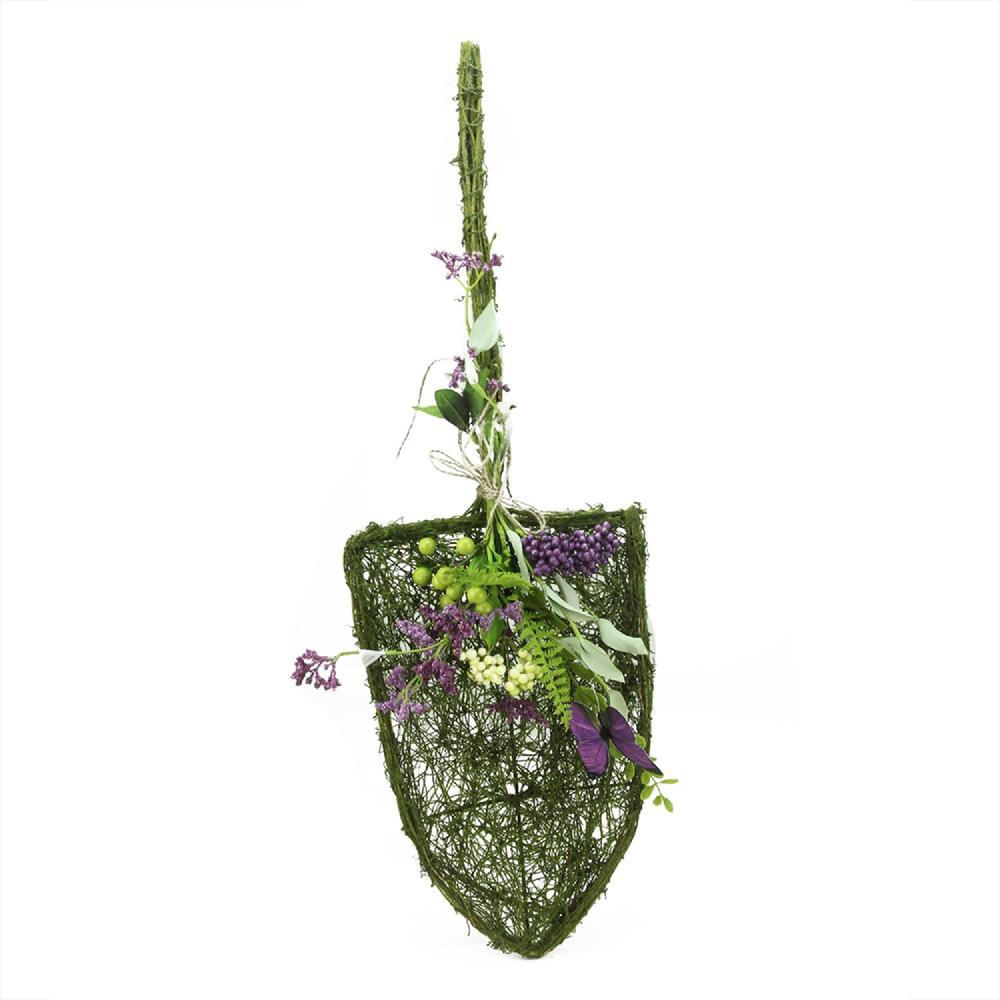 29" Purple and Green Mixed Berry Butterfly Floral Artificial Shovel Decor. Picture 1