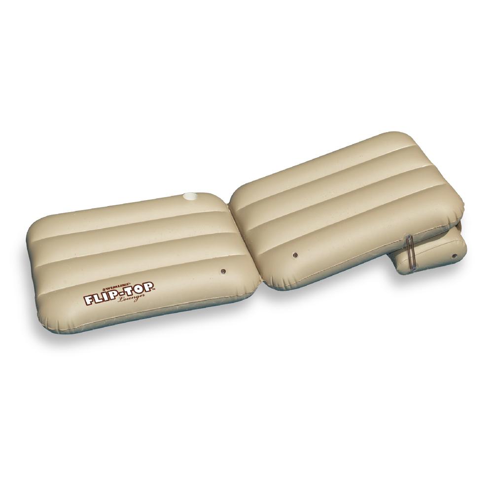 88" Inflatable Beige Adjustable Flip-Top Swimming Pool Lounger Raft. Picture 2