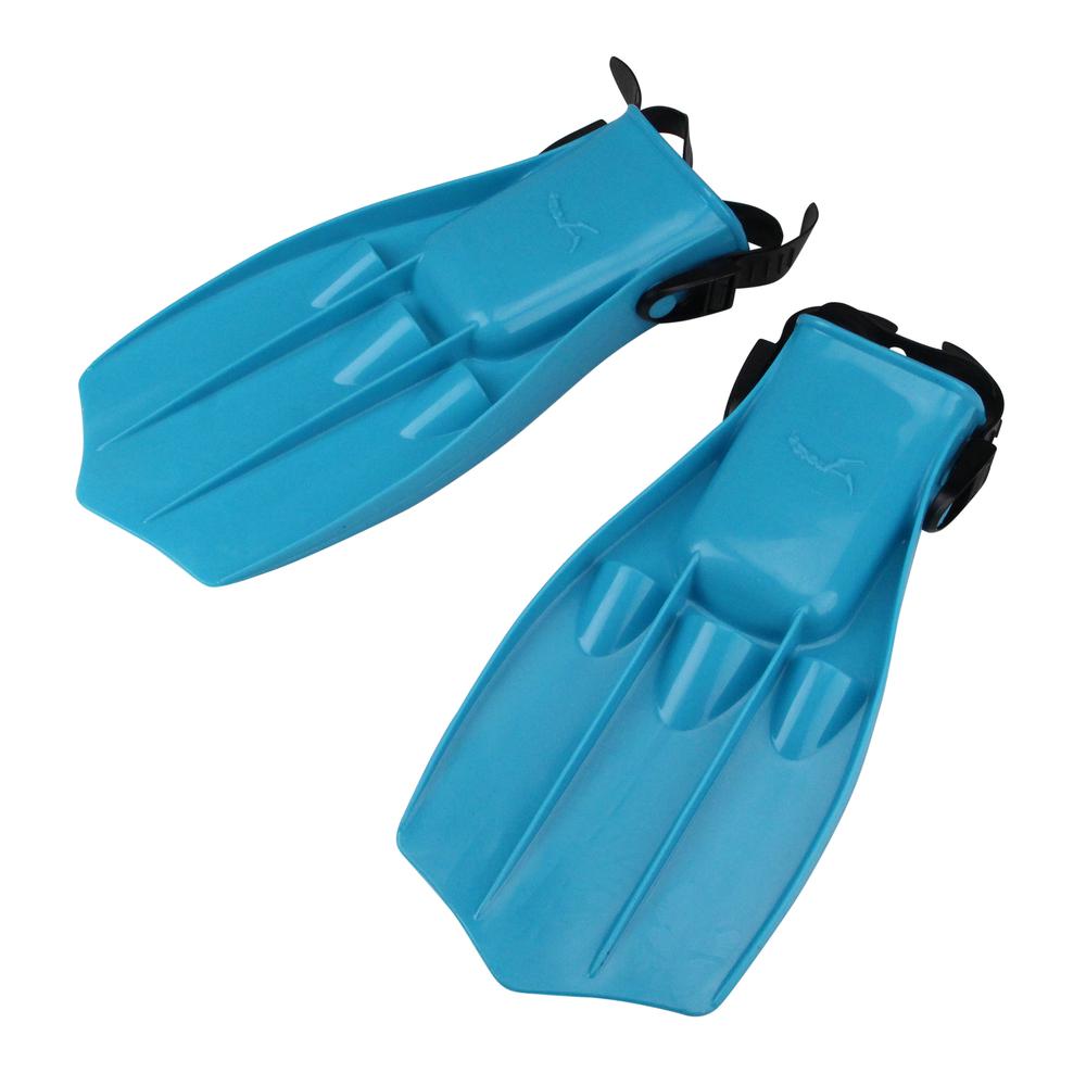 11.25" Florescent Blue Dolphin Recreational Swim Fins. Picture 1