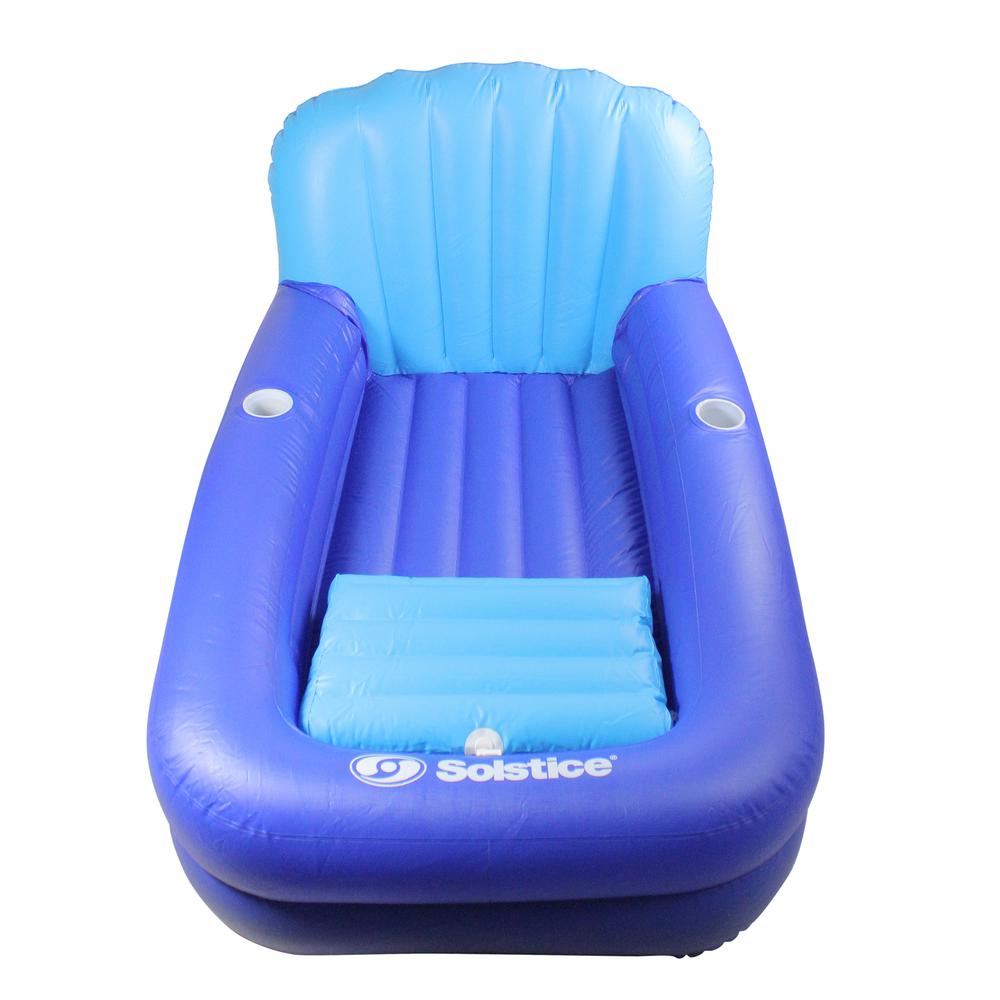 54-Inch Inflatable Blue Swimming Pool Lounger with Ice Cooler. Picture 2