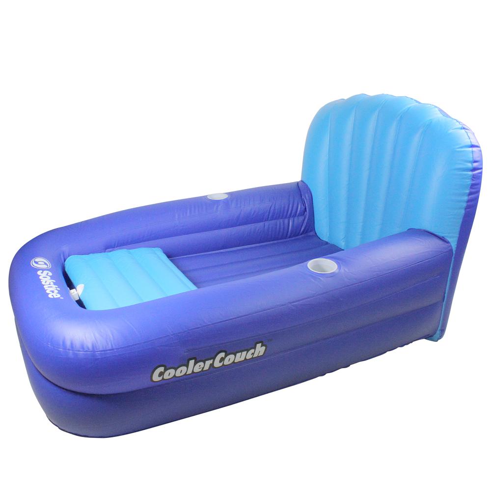 54-Inch Inflatable Blue Swimming Pool Lounger with Ice Cooler. Picture 1