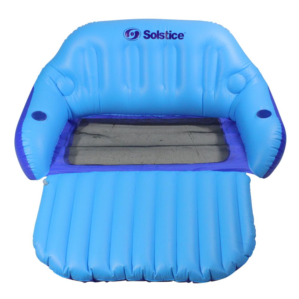 72-Inch Inflatable Blue Love Seat Pool Float with Convertible Foot Rest. Picture 1