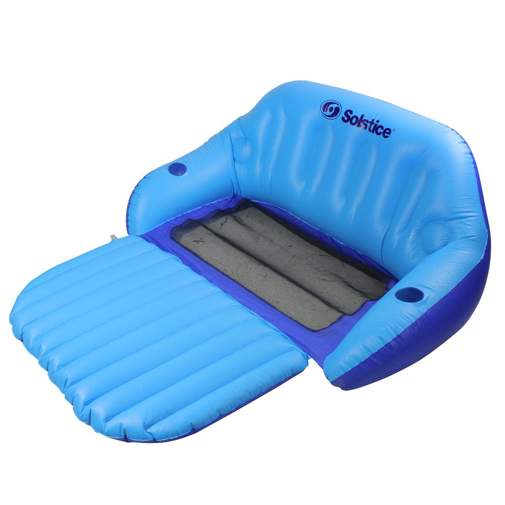 72-Inch Inflatable Blue Love Seat Pool Float with Convertible Foot Rest. Picture 2