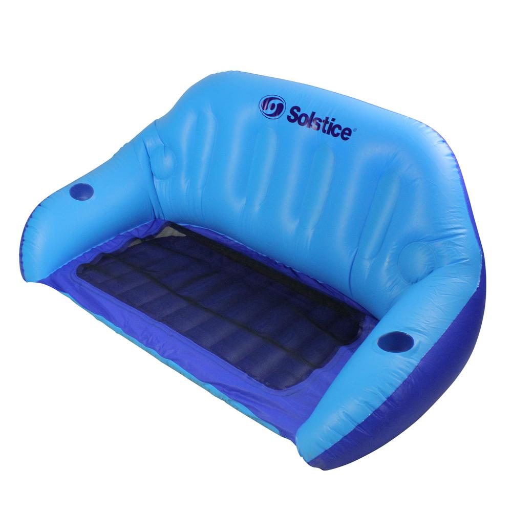 72-Inch Inflatable Blue Love Seat Pool Float with Convertible Foot Rest. Picture 3