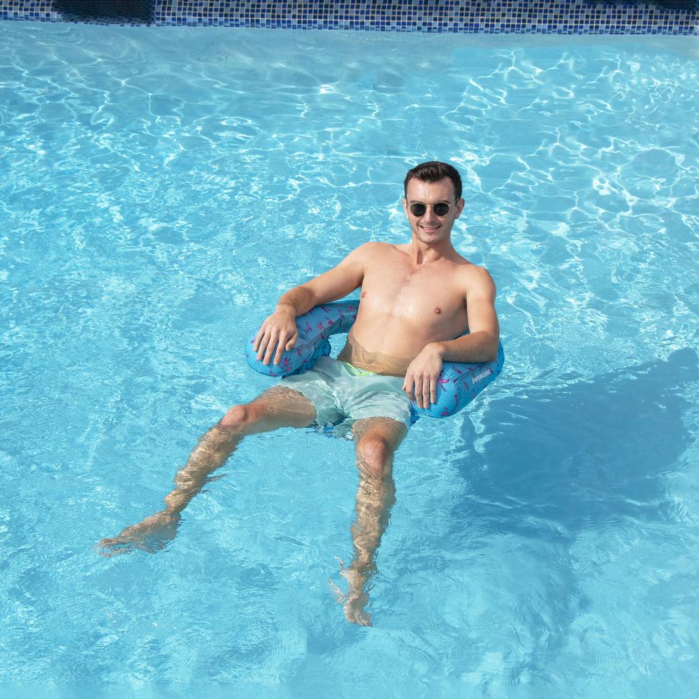 32" Flamingo Fabric Covered Floating U-Seat Pool Chair Float. Picture 2