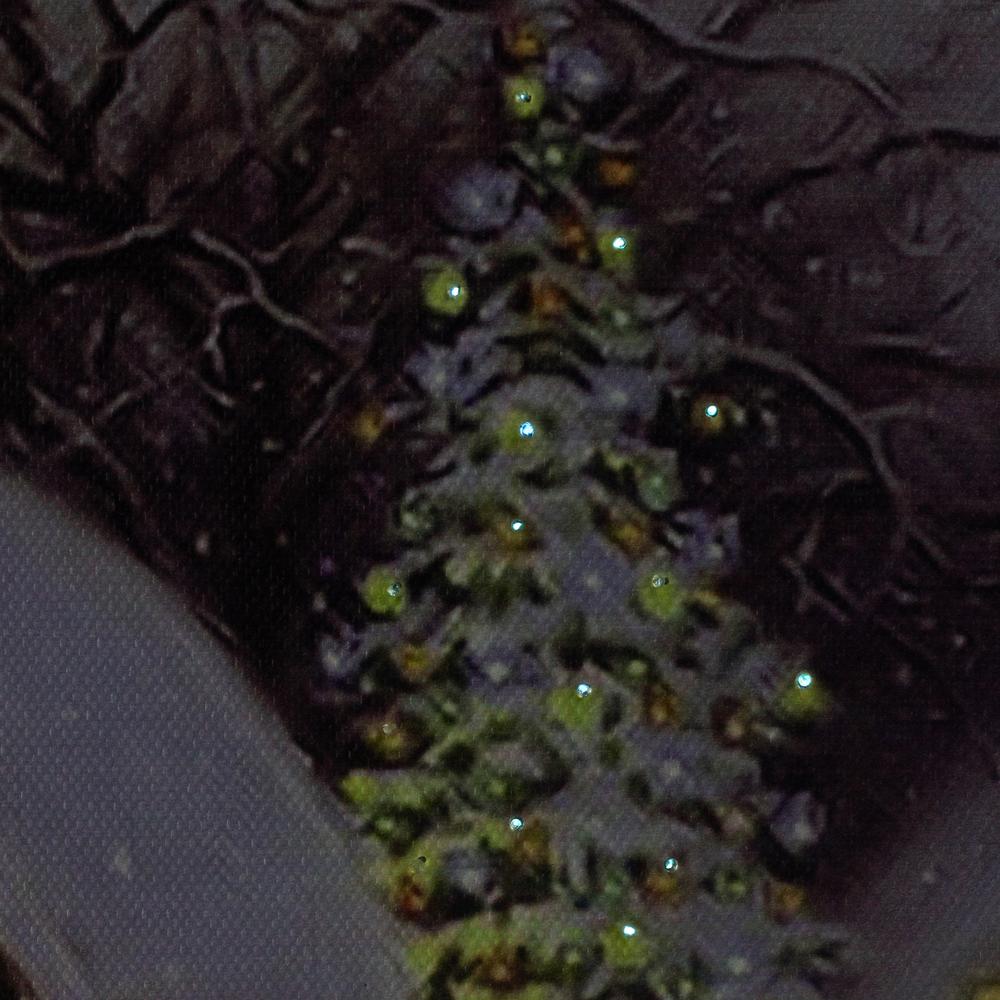 Fiber Optic and LED Lighted Snowy Christmas House Canvas Wall Art 12" x 15.75". Picture 2