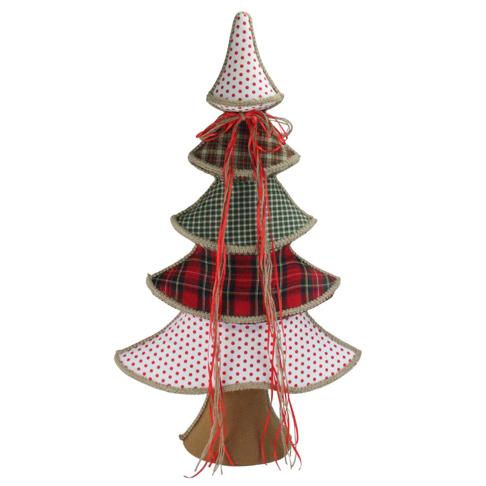 31.5" Red and Green Plaid Whimsical Christmas Tree Decoration. Picture 1