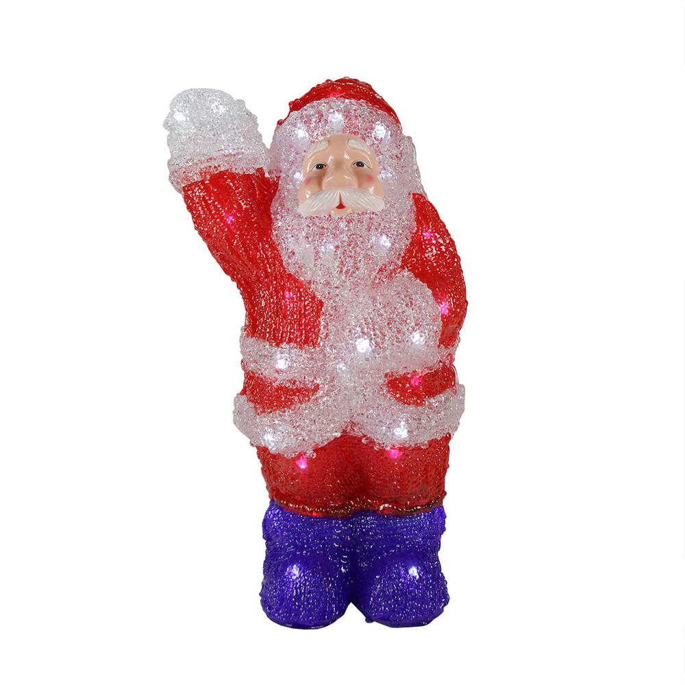 14" Lighted Commercial Grade Acrylic Waving Santa Claus Christmas Outdoor Decoration. Picture 1