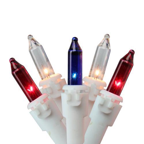 150-Count Red and Blue Chasing Mini Christmas Light Set  34ft White Wire. Picture 1