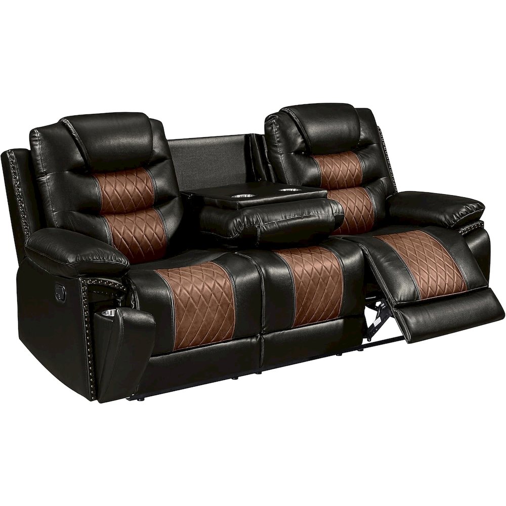 Nikko 2-Piece Faux Leather Manual Living Room Set, Brown. Picture 3