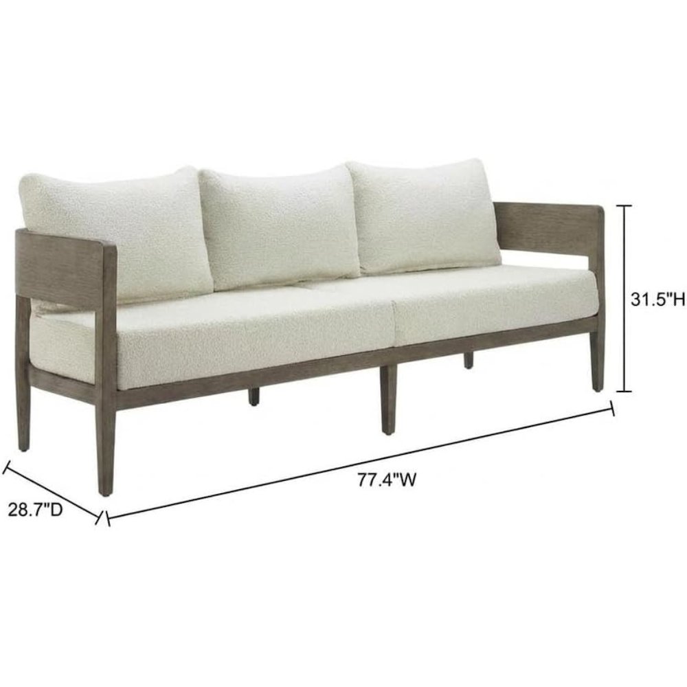 Beige Outdoor Sofa, 3-Seat Patio Couch With Aluminum Frame Design. Picture 7