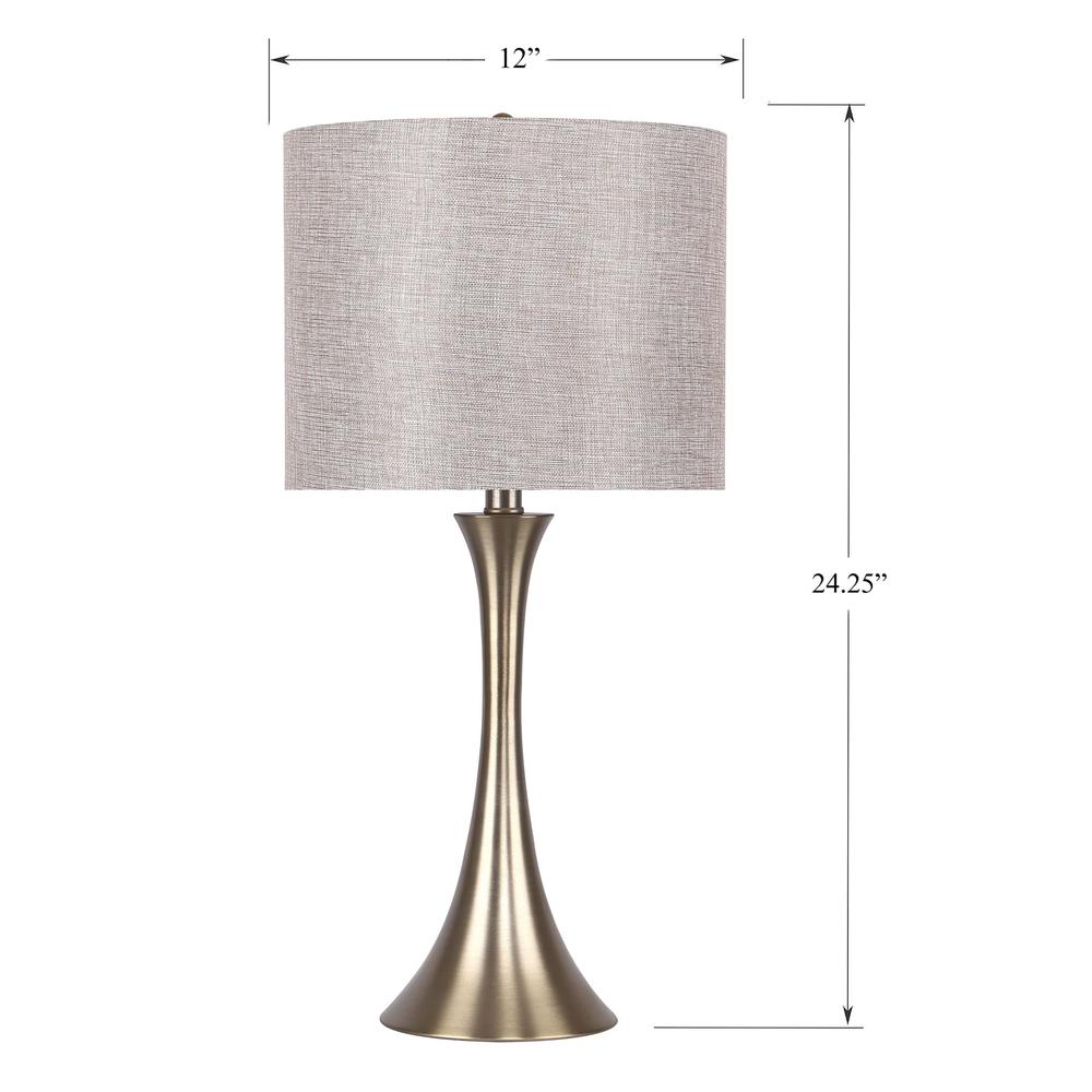 Frosted Silver Metal, Off-White Linen Lenuxe 24" Metal Table Lamp - Set of 2. Picture 6