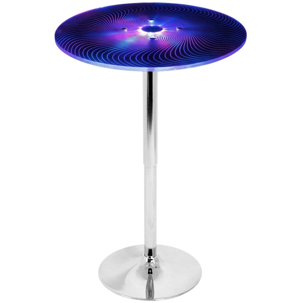 Light Up Adjustable Bar Table with Acrylic and Metal Finish for Modern Bars. Picture 3