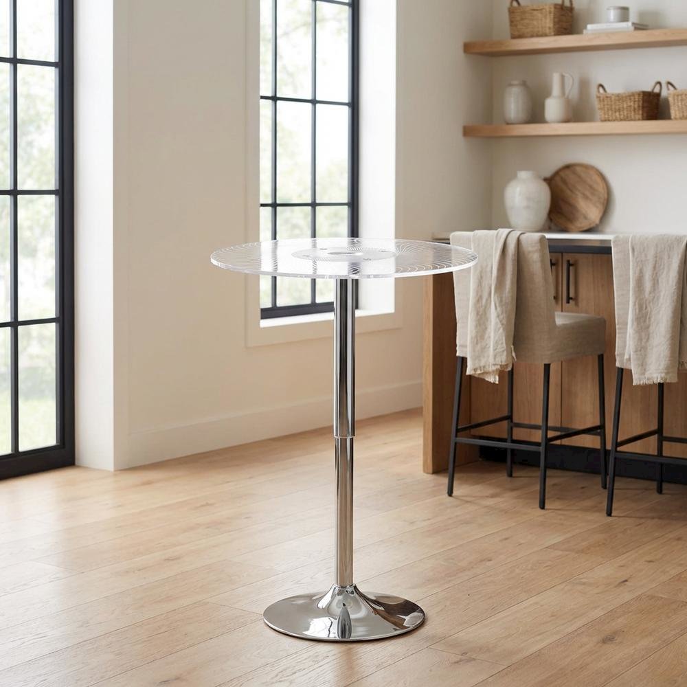 Light Up Adjustable Bar Table with Acrylic and Metal Finish for Modern Bars. Picture 2