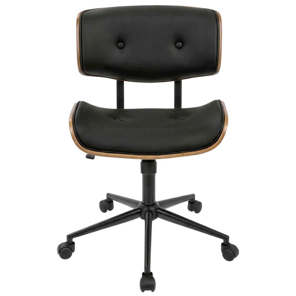 Mid-Century Modern Adjustable Office Chair with Walnut Finish and Black Accents. Picture 1