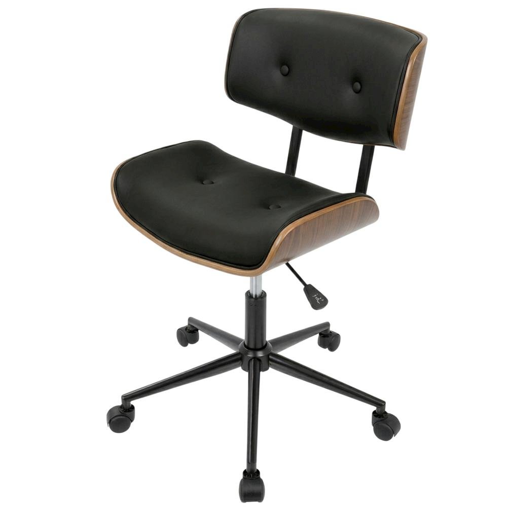 Mid-Century Modern Adjustable Office Chair with Walnut Finish and Black Accents. Picture 3