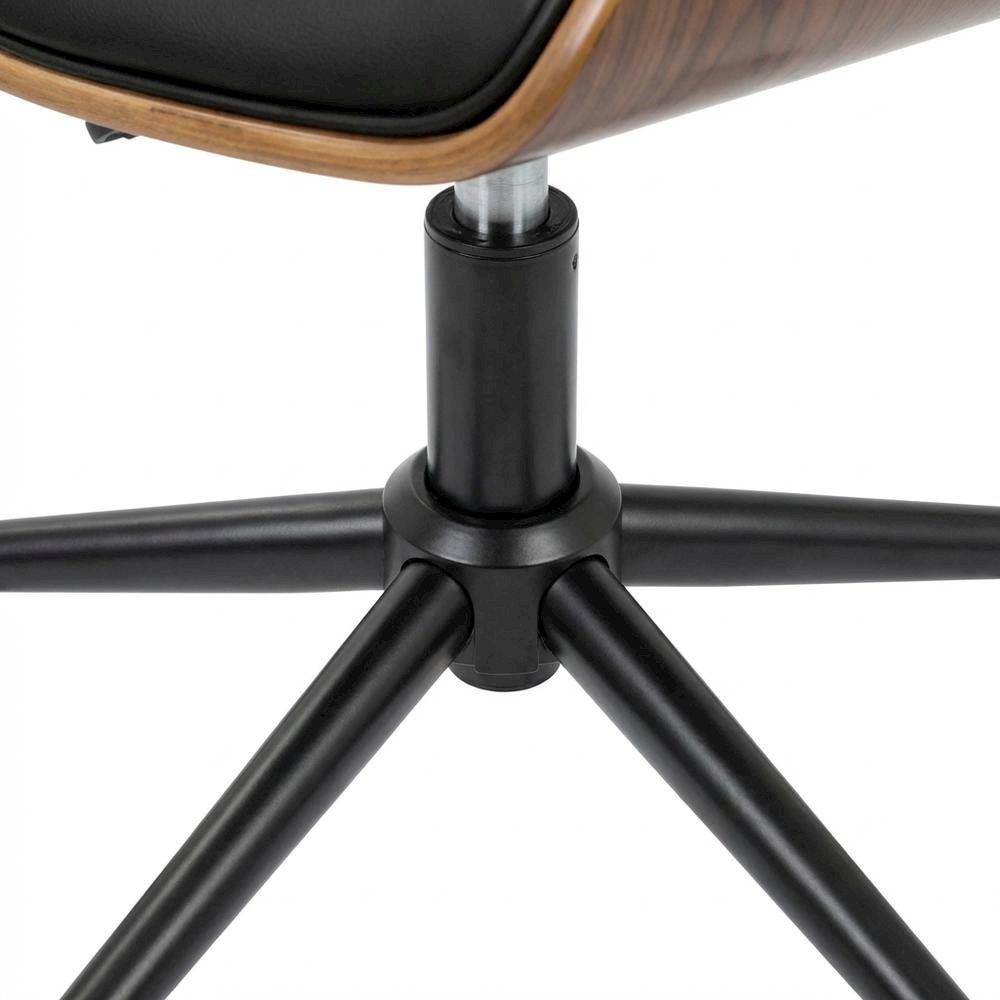 Mid-Century Modern Adjustable Office Chair with Walnut Finish and Black Accents. Picture 6