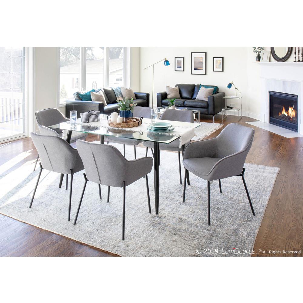 Black Metal, Grey Fabric Daniella Dining Chair - Set of 2. Picture 9