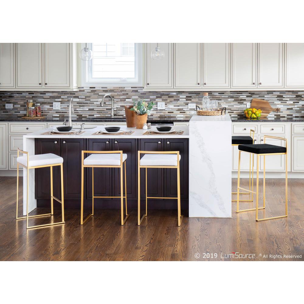 Gold Metal, Black Velvet Fuji Stacker Barstool - Set of 2. Picture 8