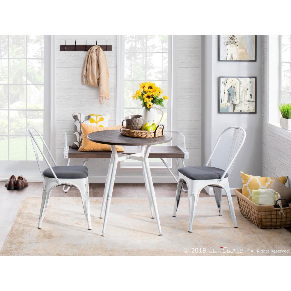 Vintage White Metal, Espresso Bamboo Clara Round Dinette Table. Picture 7