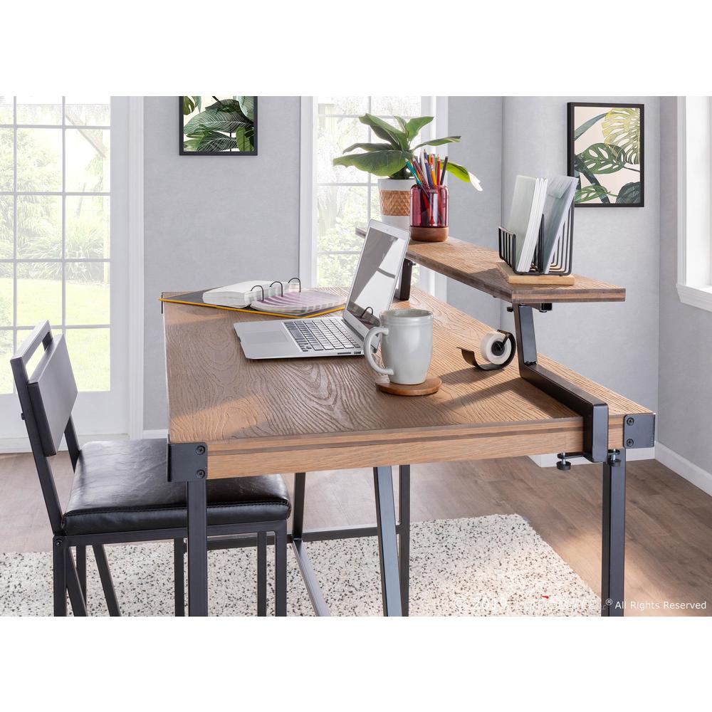 Black Metal, Brown Bamboo Gia Counter Table. Picture 8
