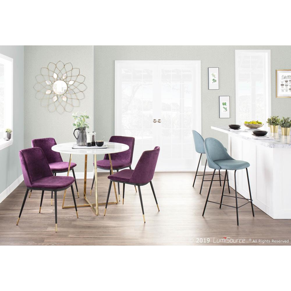 Gold Metal, White Marble Cosmo Dining Table. Picture 8