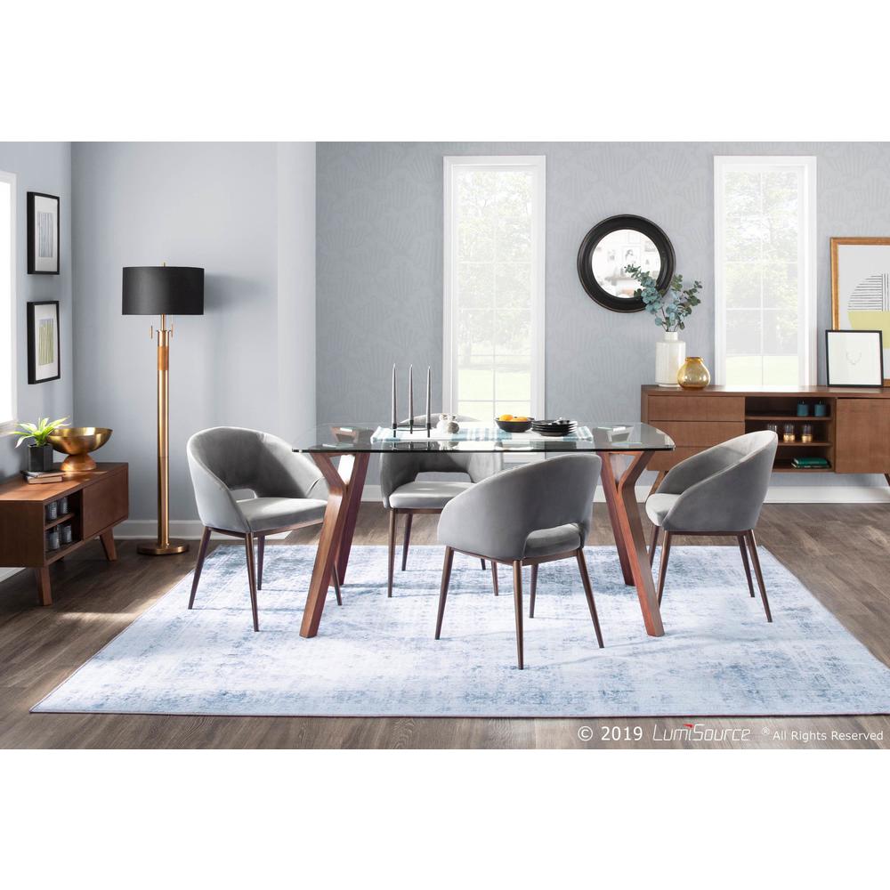 Walnut Wood, Clear Glass Folia Dining Table. Picture 7