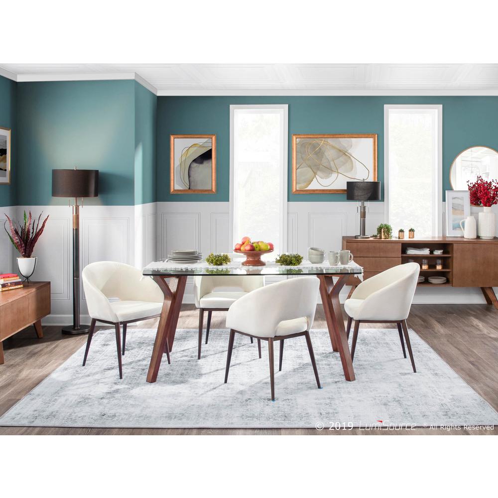 Walnut Wood, Clear Glass Folia Dining Table. Picture 8