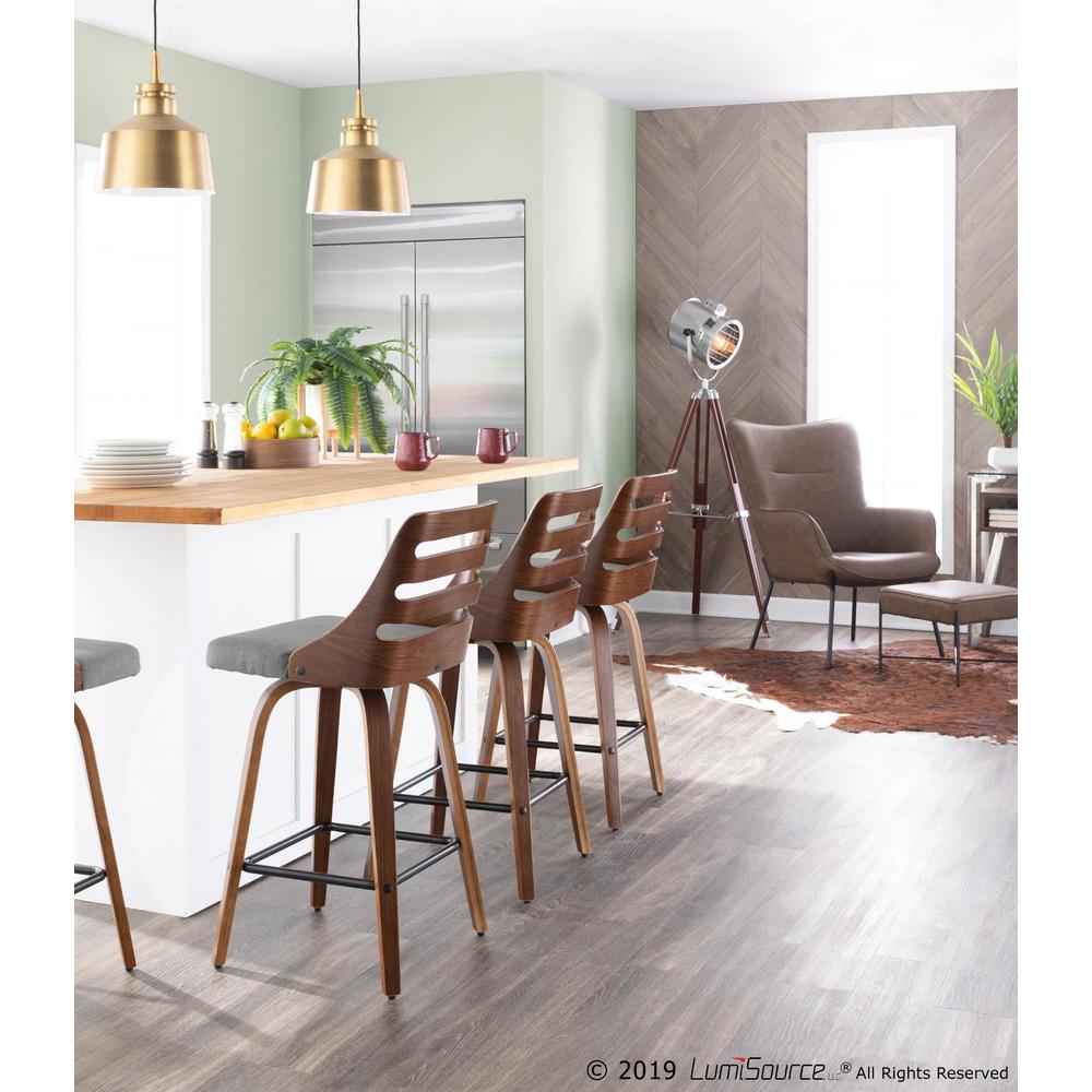 Black Metal, Espresso PU Izzy Lounge Chair + Ottoman Set. Picture 8